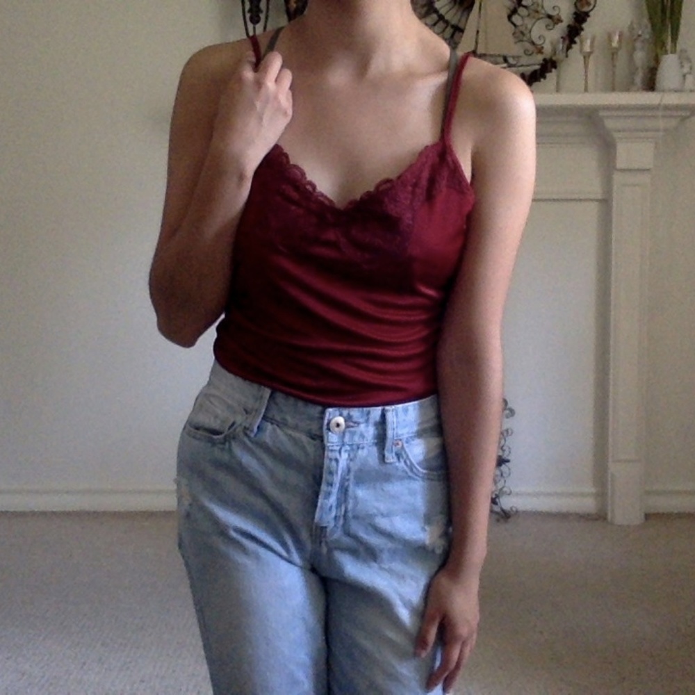 Lace Wine Red Top